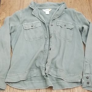 Soft Flowy Chambray Style Button Up Shirt Jacket